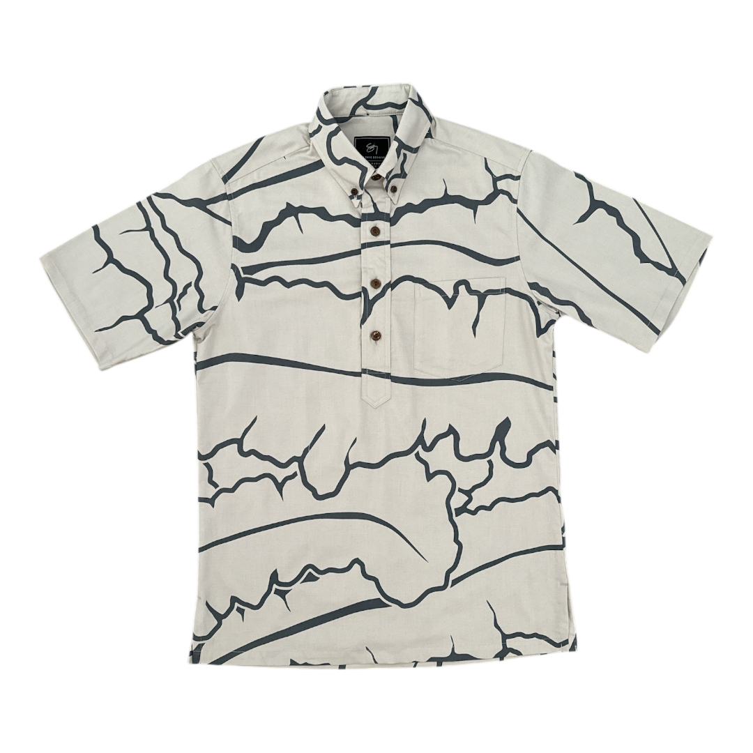 ʻAlaonaona Pullover Aloha Shirt- Ash – Sig Zane Designs ʻAlaonaona Pullover Aloha Shirt- Ash – Sig Zane Designs