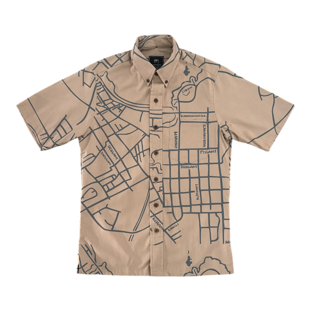 Hilo One Button Up Aloha Shirt- Cobblestone – Sig Zane Designs