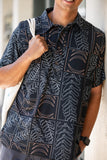 Kamakalaukoa Yuen Pullover Aloha Shirt- Black