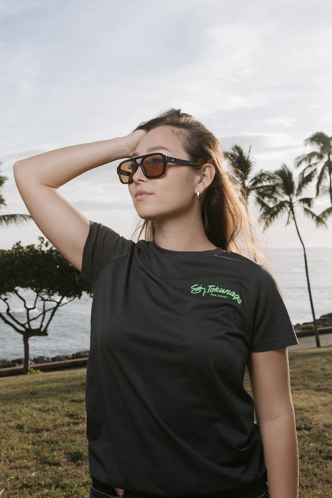 SZ x S. Tokunaga Womens Tee- Charcoal – Sig Zane Designs