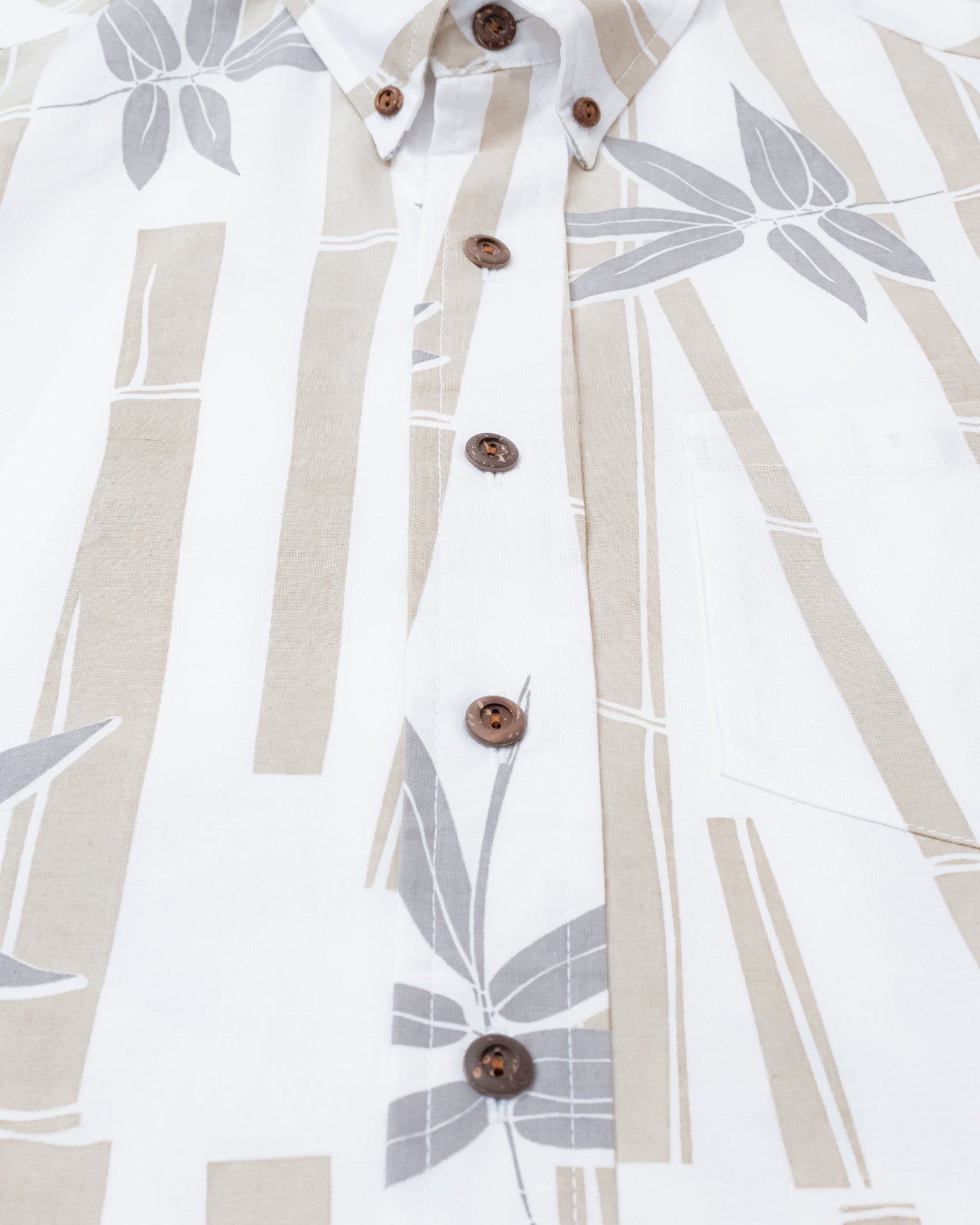 Hōmaikaʻohe Button Up Aloha Shirt- White