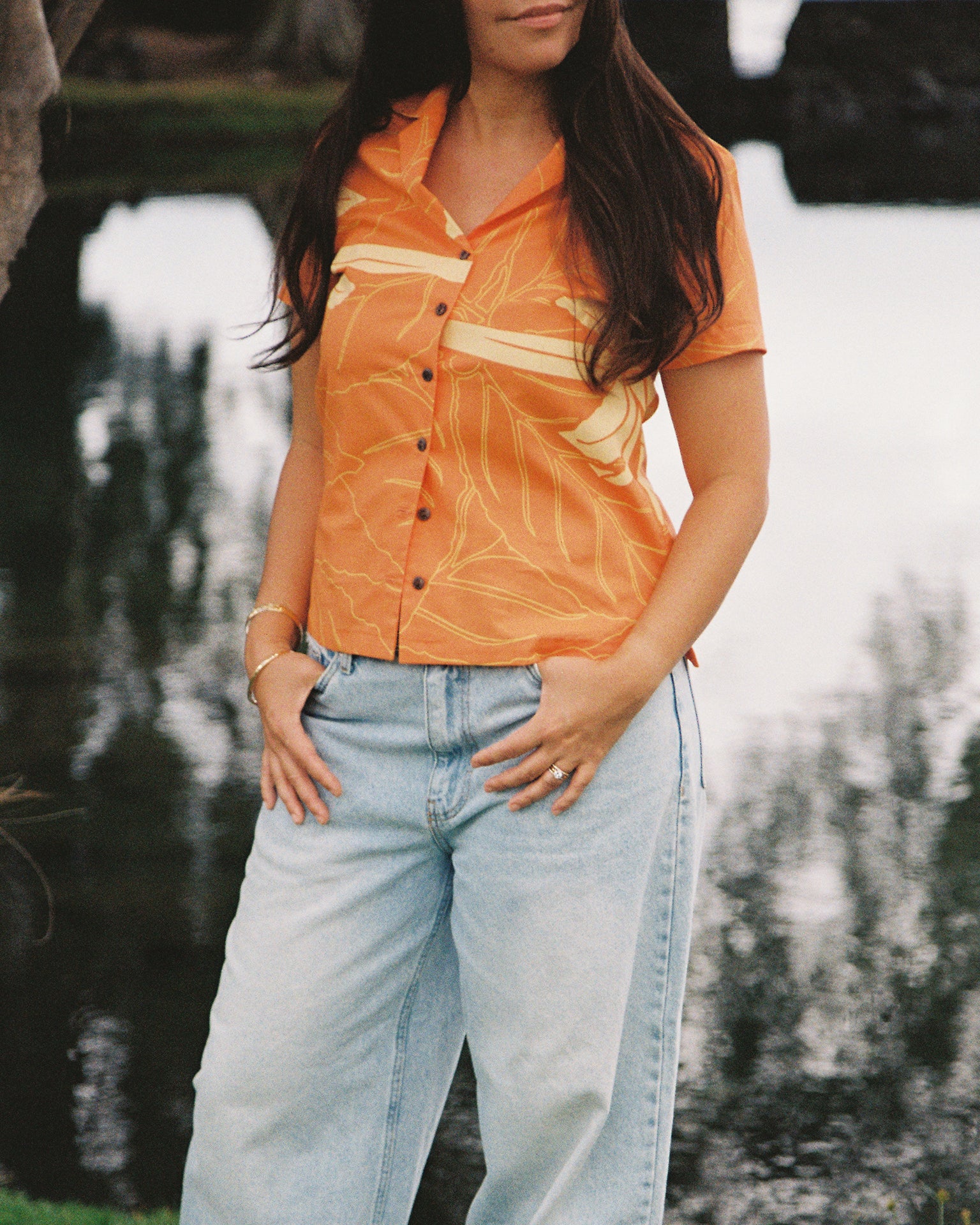 Ola Puaʻala Poʻokela Blouse- Persimmon