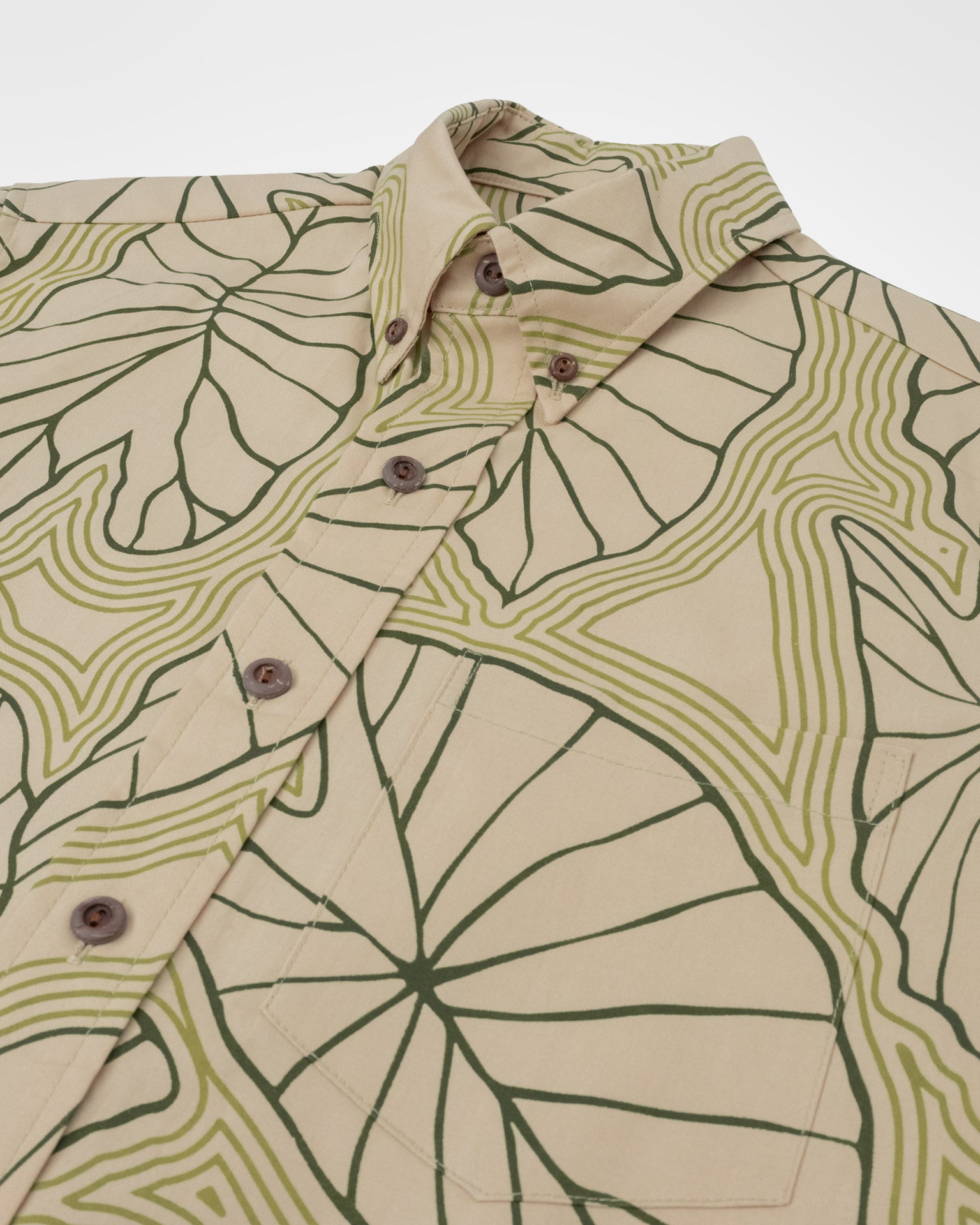 Manaulu Button Up Aloha Shirt- Raffia