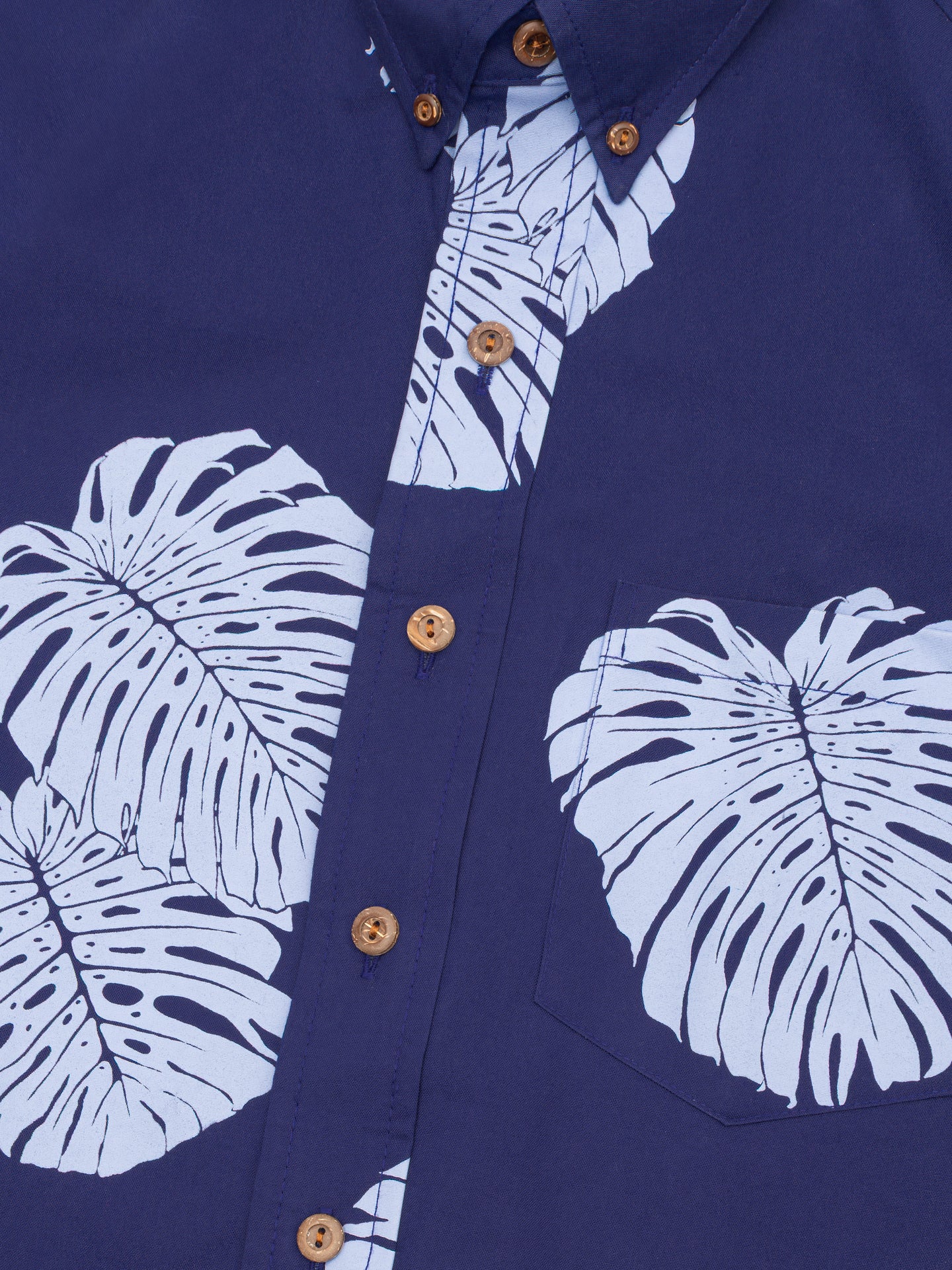 Monstera Button Up Aloha shirt- Nightfall