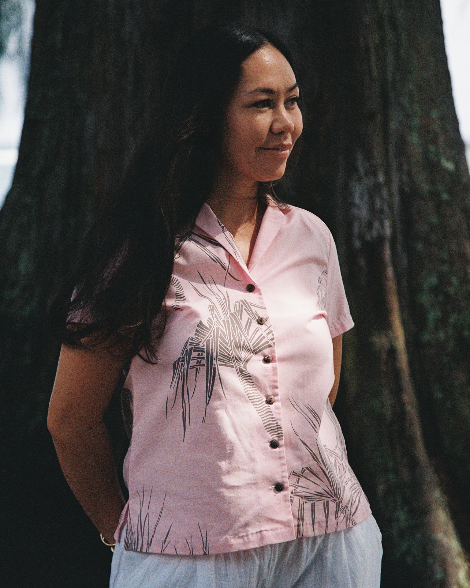 Pūhala Poʻokela Blouse- Peony