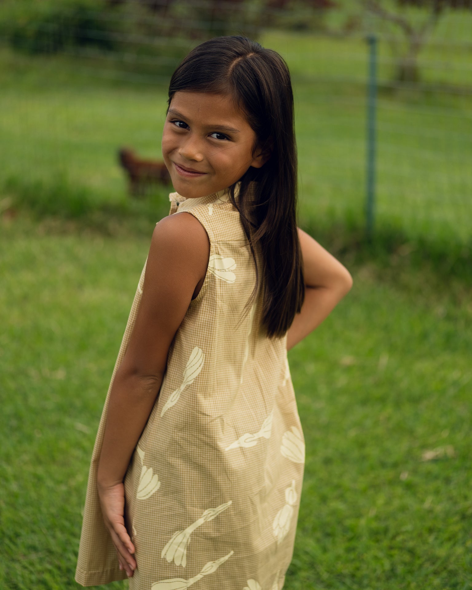 Te Tiare Keiki ʻŌpua Dress-  Mustard Gingham