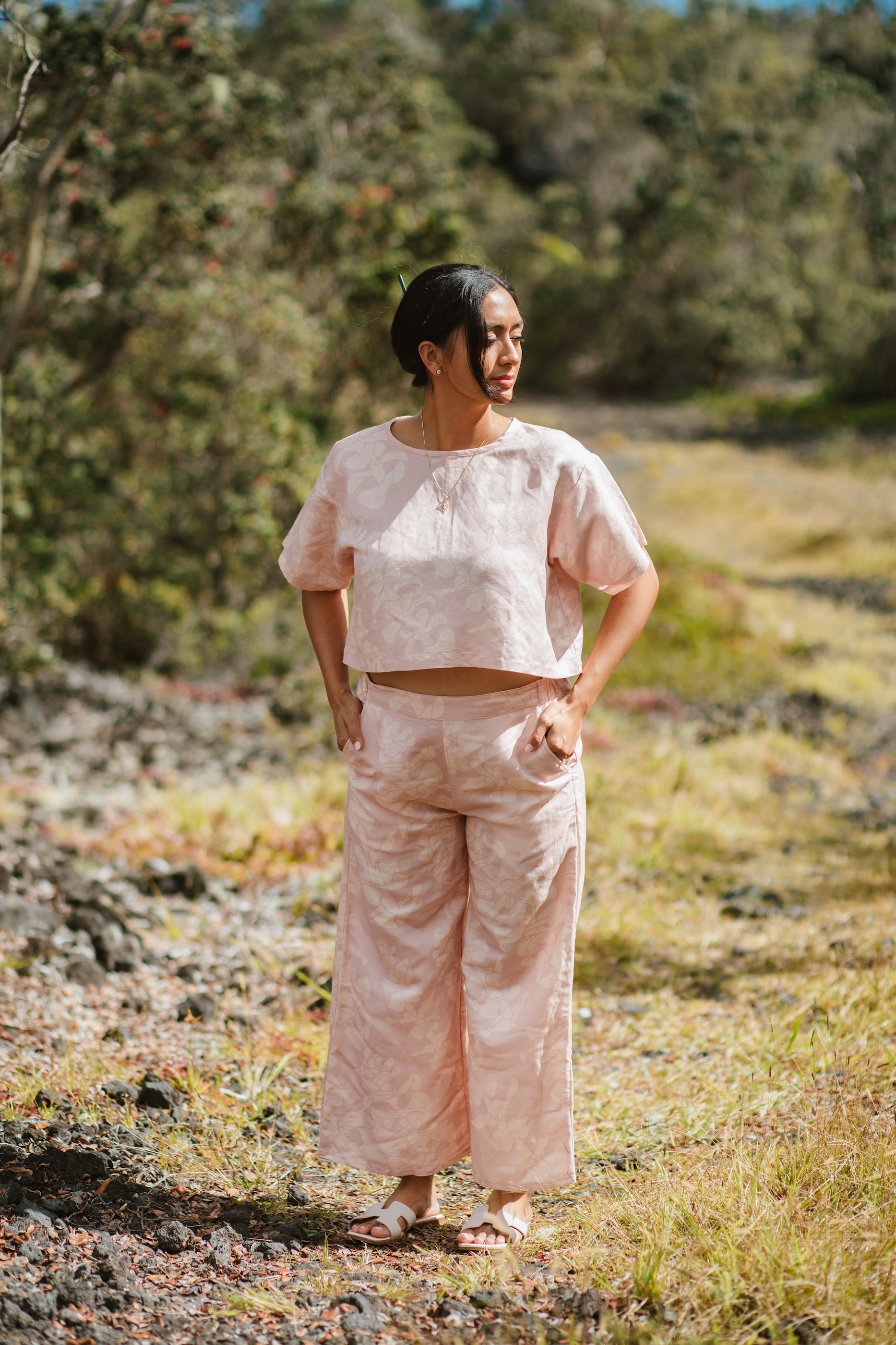 Sig Zane x Coconut Ave. Liko Ka Liko Cabana Crop Top- Lotus