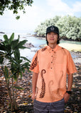 Pepeʻeʻuhola Pullover Aloha Shirt - Cantaloupe