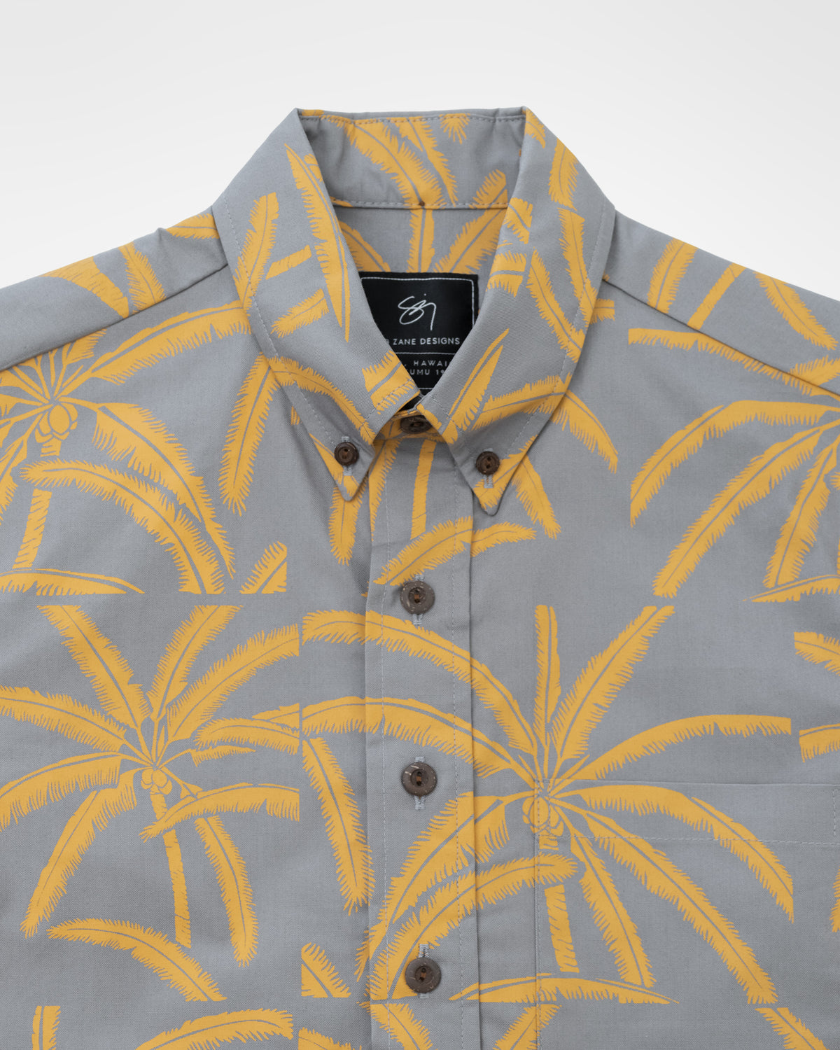 ʻAiponokamoku Pullover Aloha Shirt- Pewter/Ochre