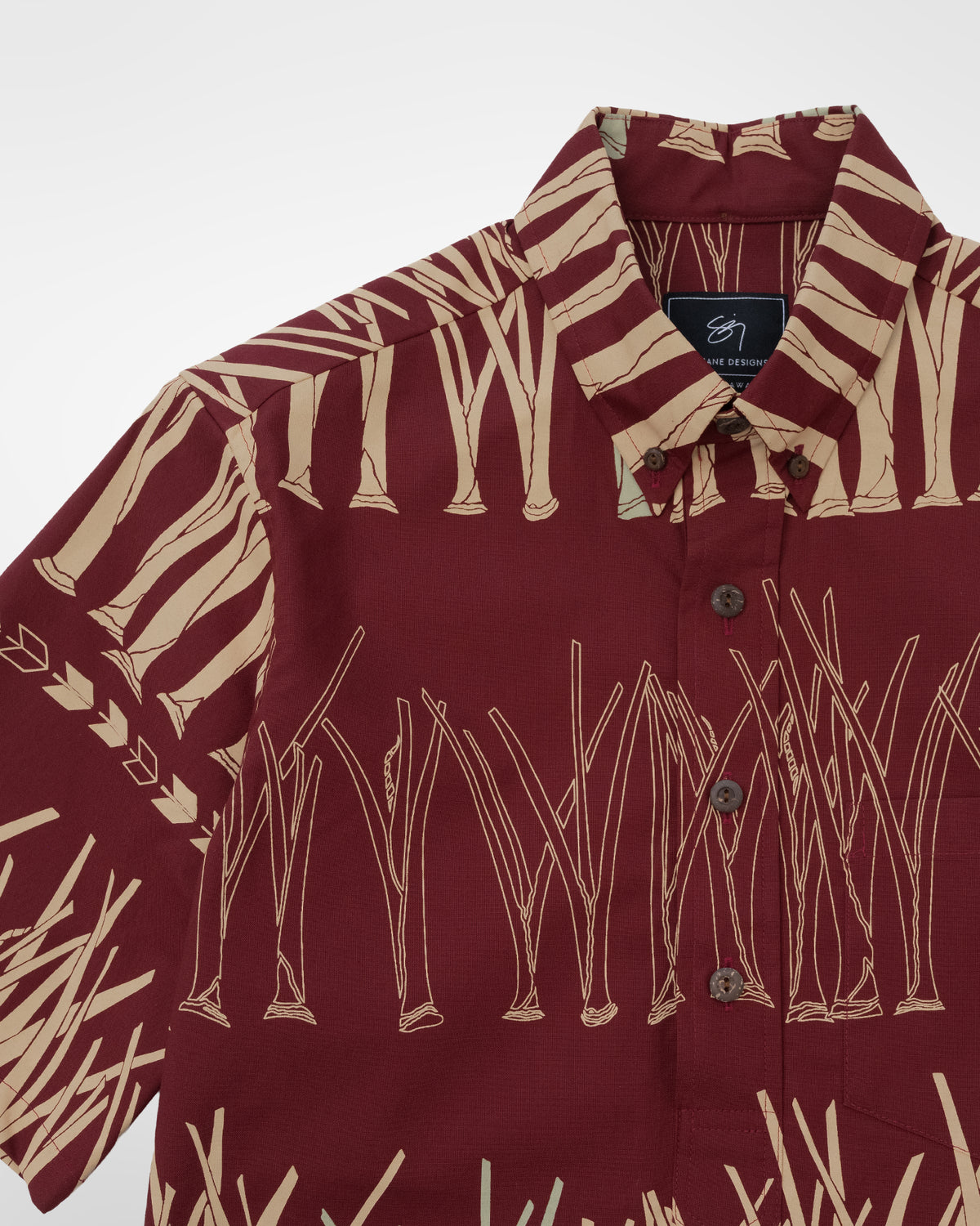 Aloha Puʻueo Pullover Aloha Shirt- Brick/Scone/Eucalyptus