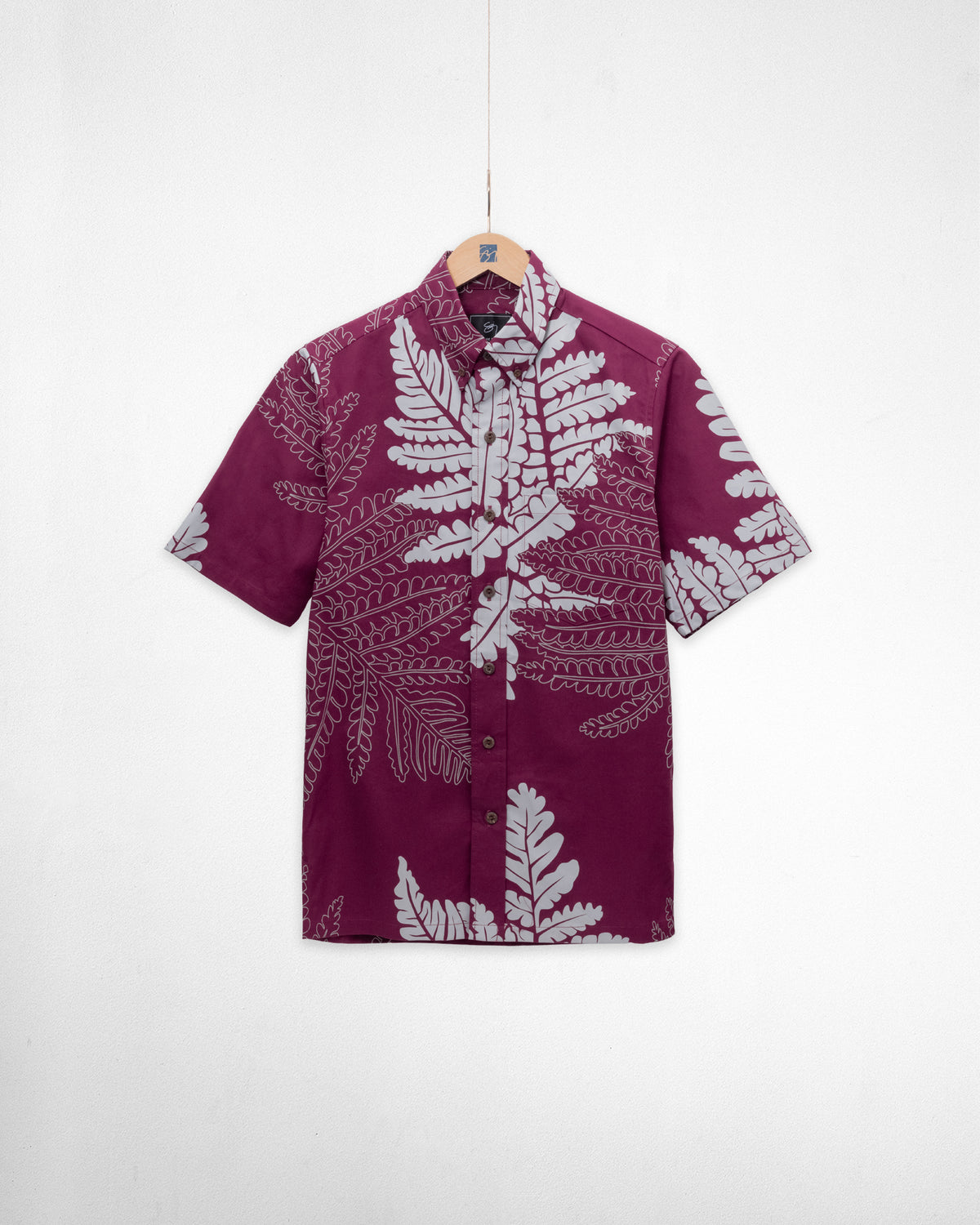 ʻAmaʻulani Button Up Aloha Shirt- Bordeaux/Ash/Shitake