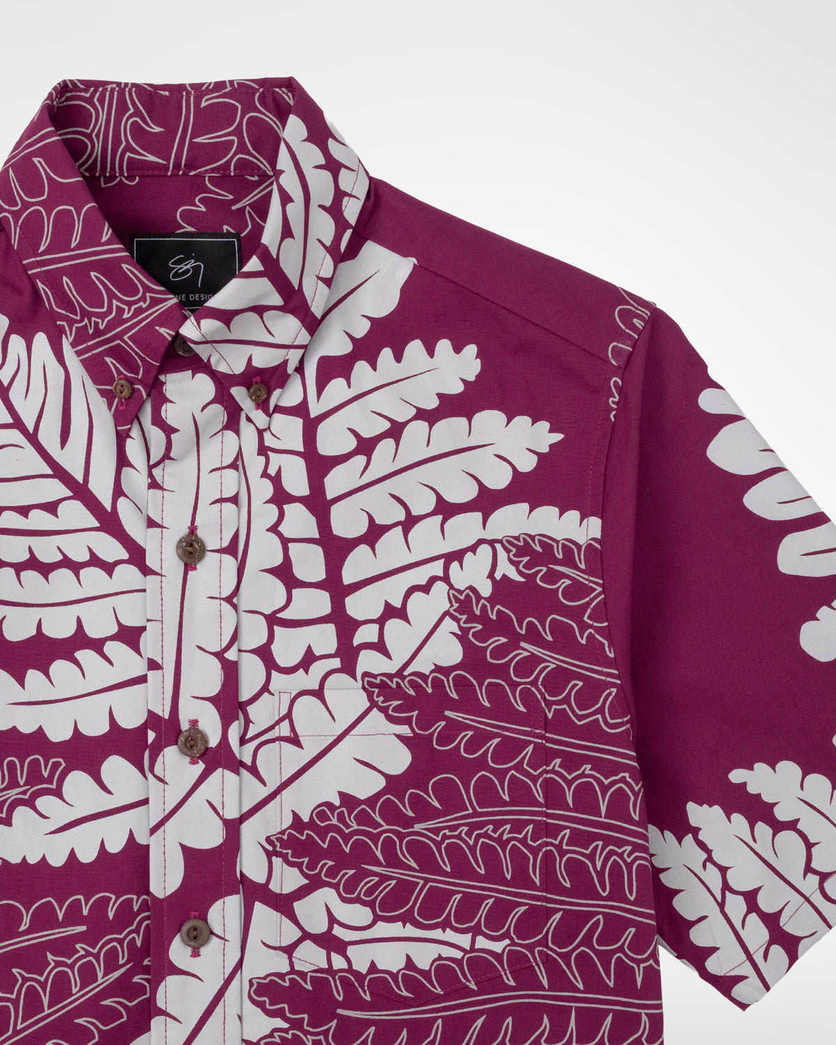 ʻAmaʻulani Button Up Aloha Shirt- Bordeaux/Ash/Shitake