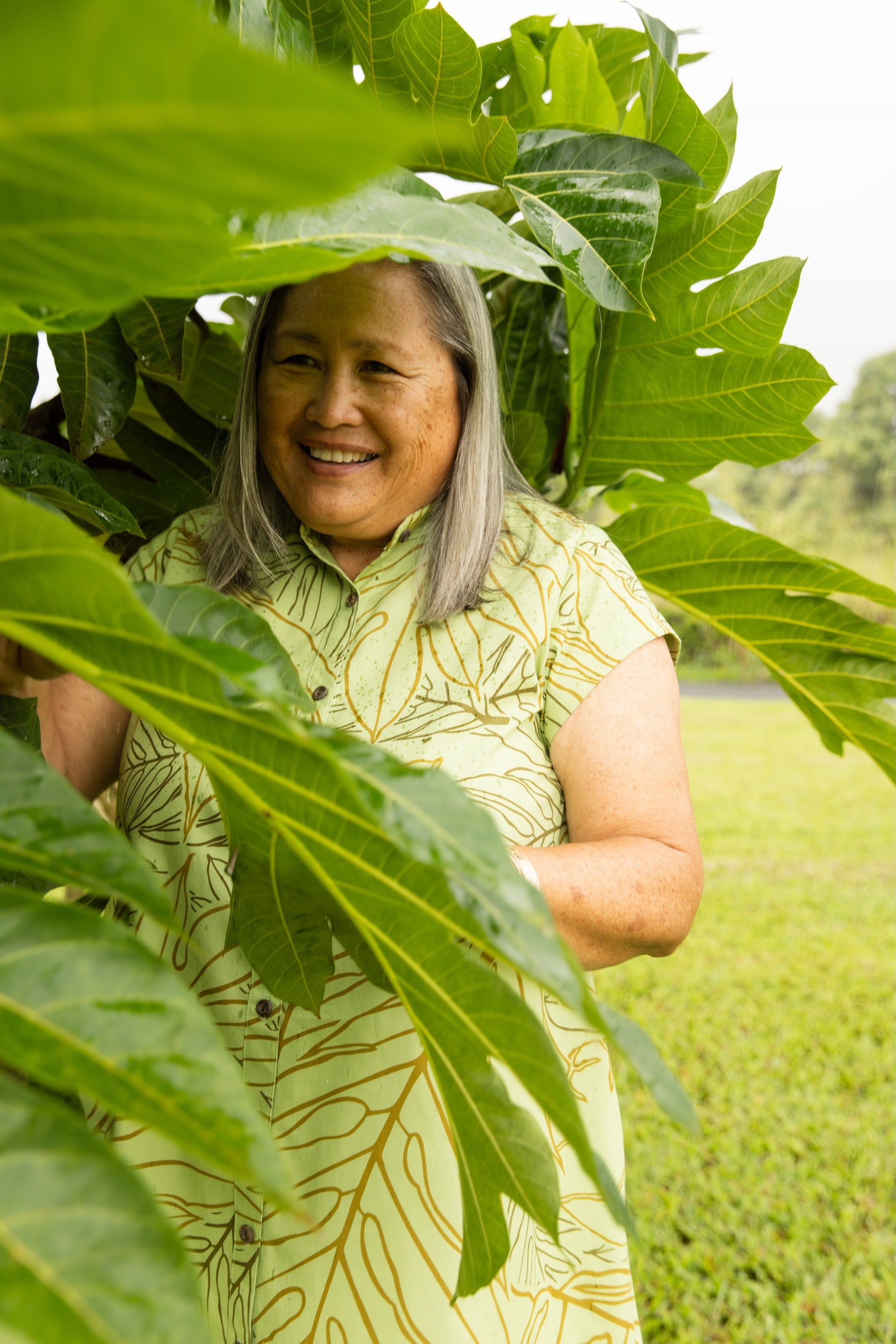 Uluwehi Keaukaha Hua Dress- Tarragon
