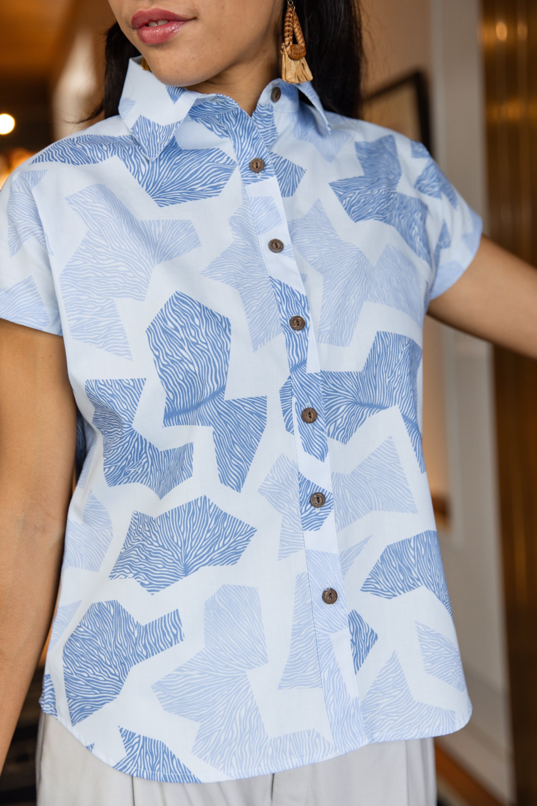 ʻUku ʻĀkoʻakoʻa Lā kau Blouse-Cloud