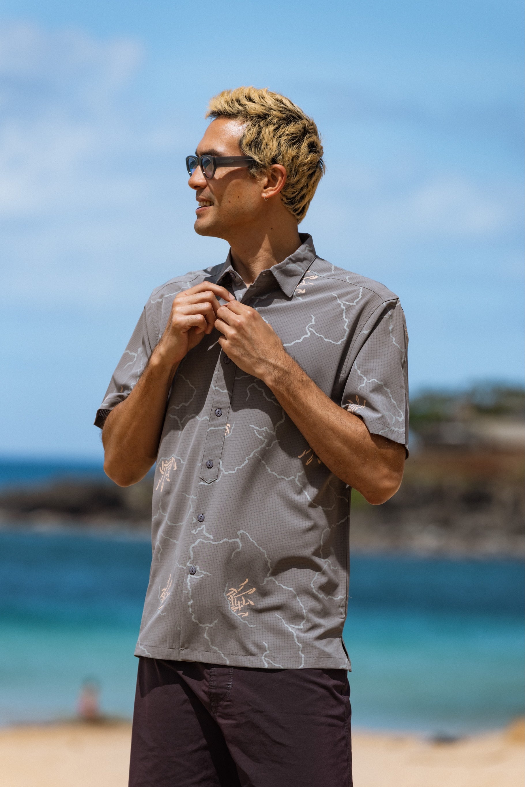 Waikahalulu Kou Holopali Aloha Shirt- Metal