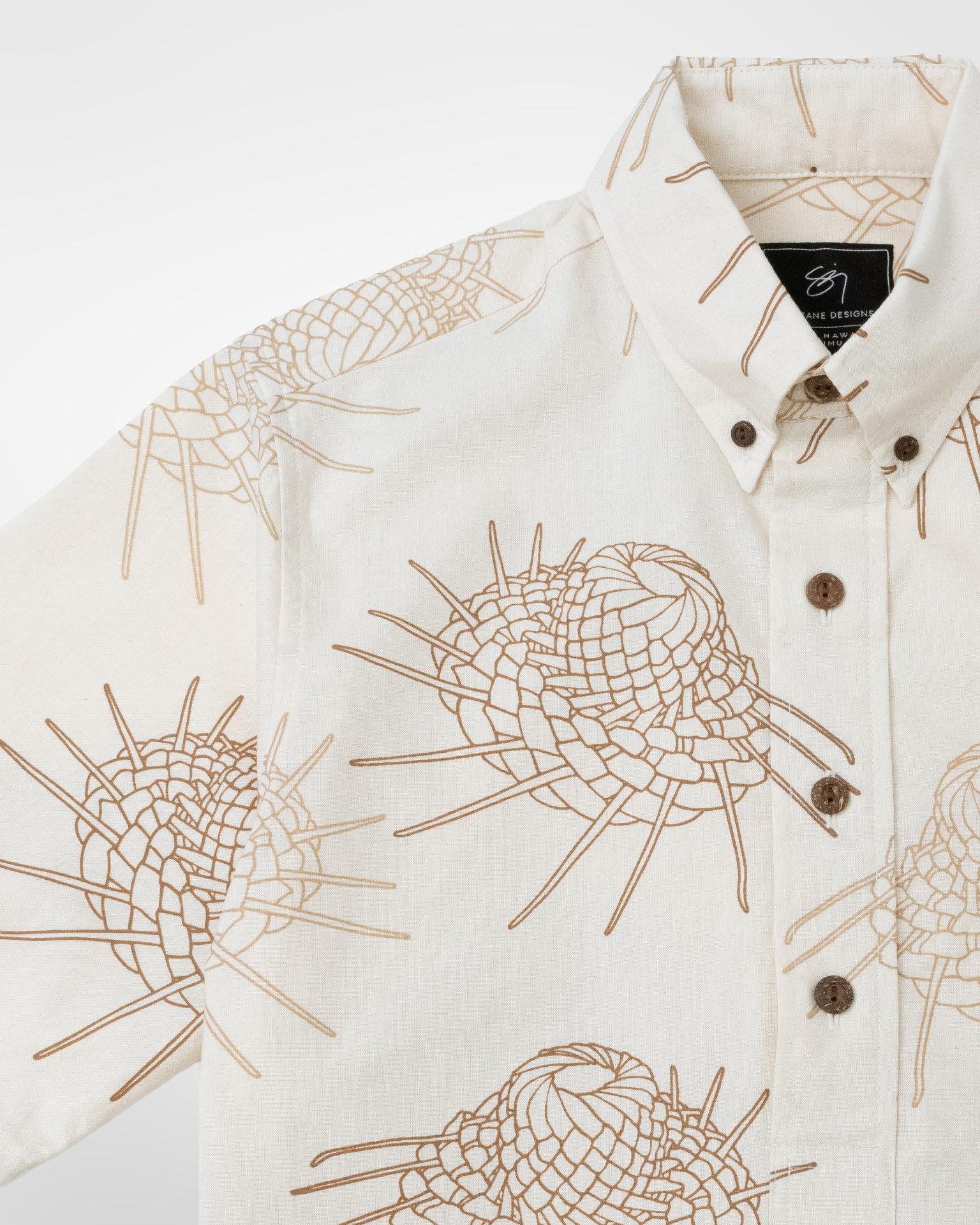 Kaimanaola Pullover Aloha Shirt- Natural