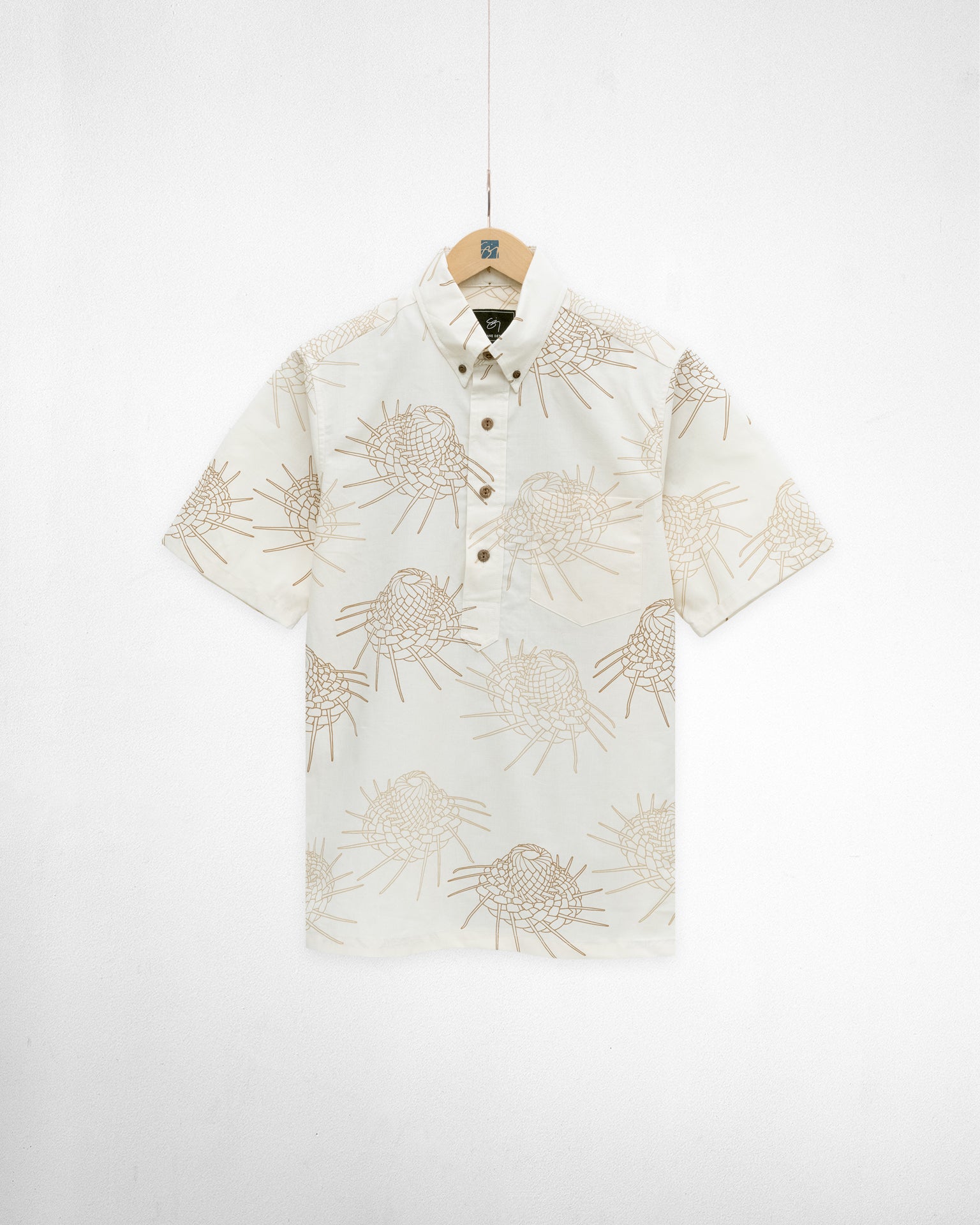 Kaimanaola Pullover Aloha Shirt- Natural