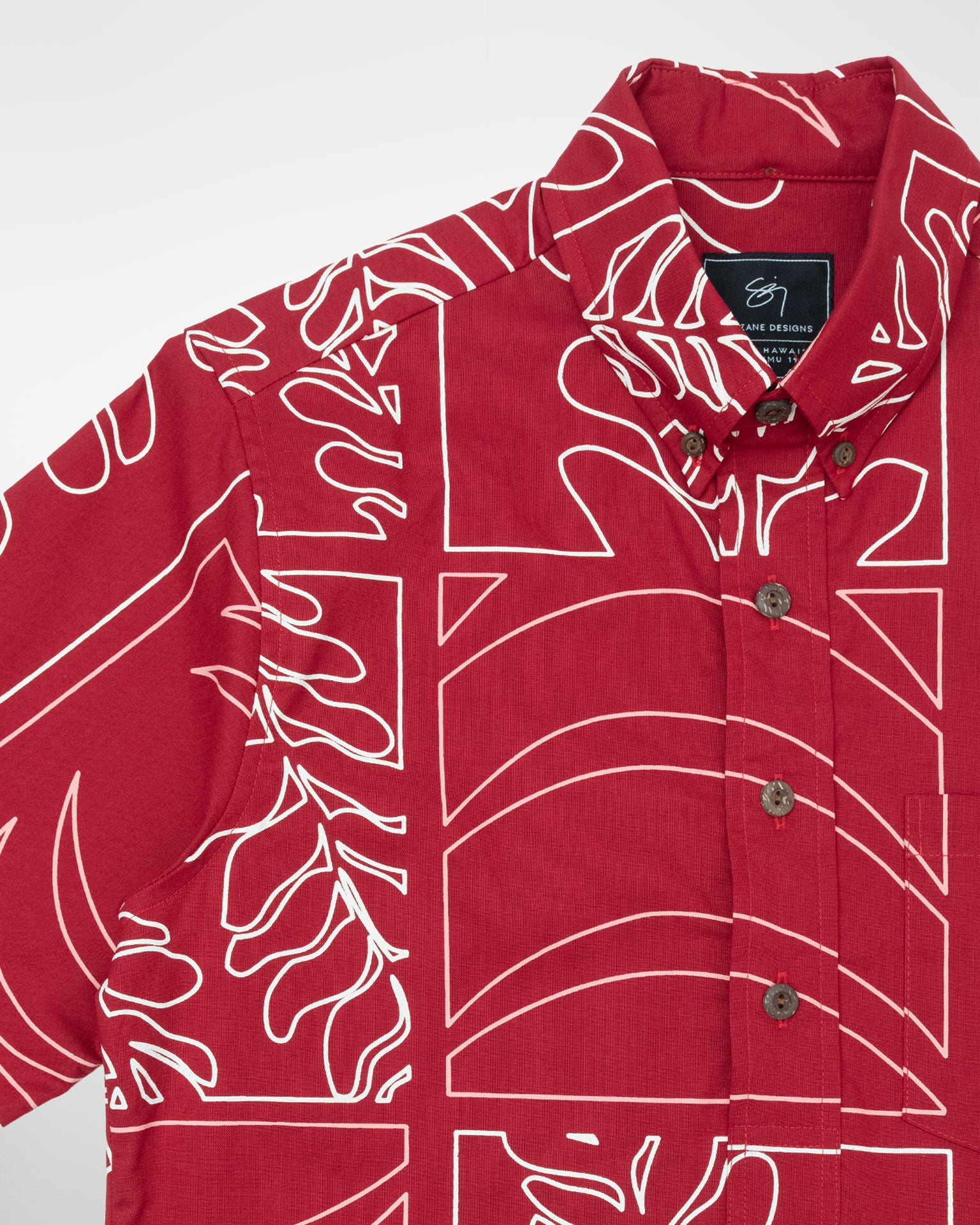 Kamakalaukoa Pullover Aloha Shirt- Ruby