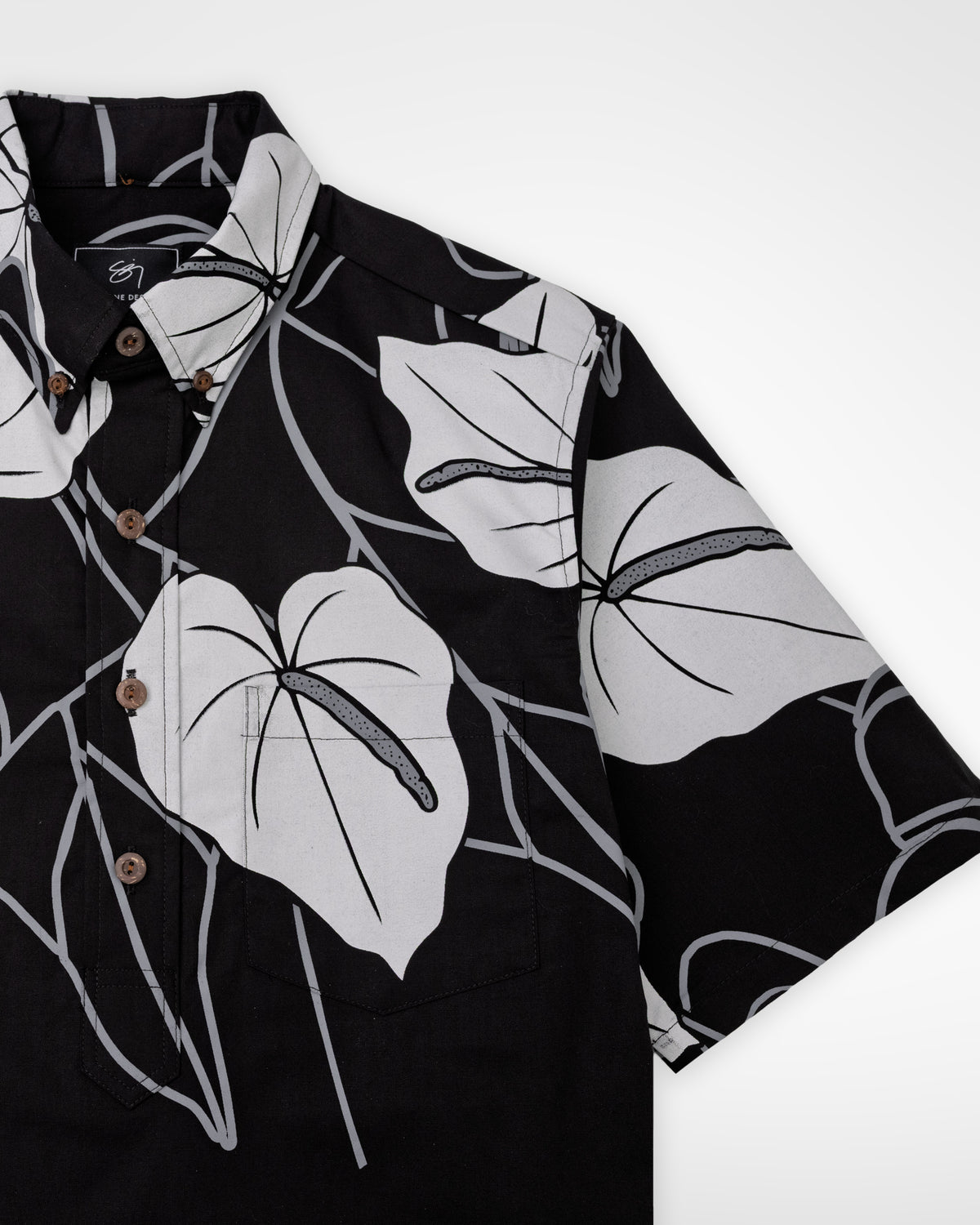 Kapua Ebesu Pullover Aloha Shirt- Black/Graphite/Silver