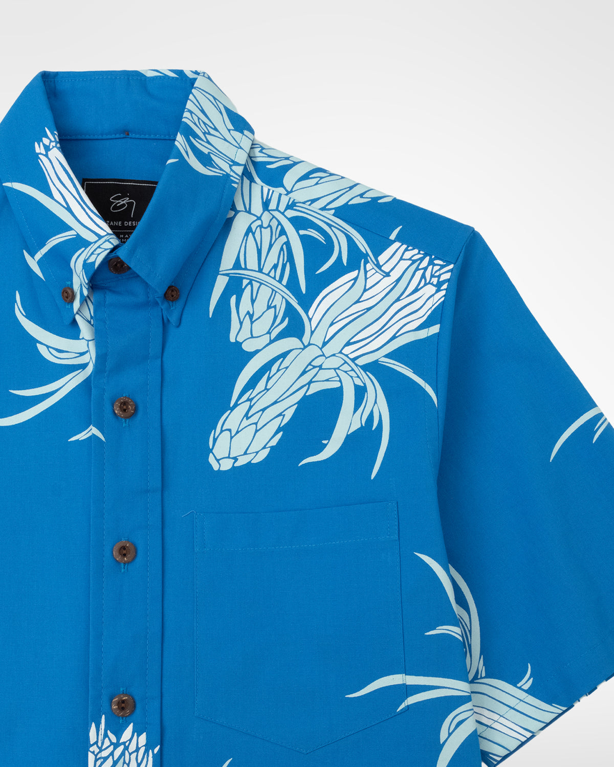 Ke Kuini Honolulu Button Up Aloha Shirt- Harbor