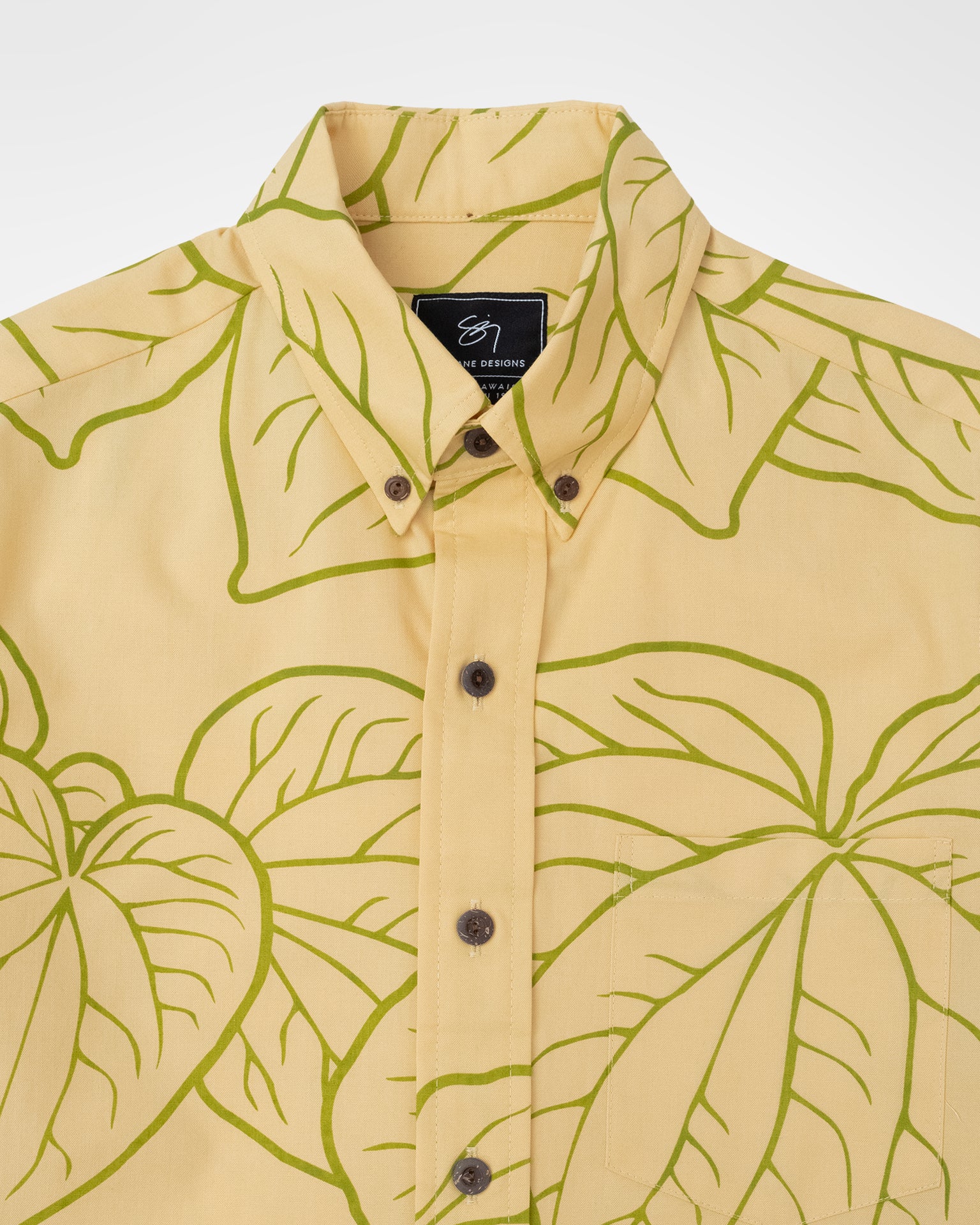 Lauakāne Button Up Aloha Shirt- Mustard