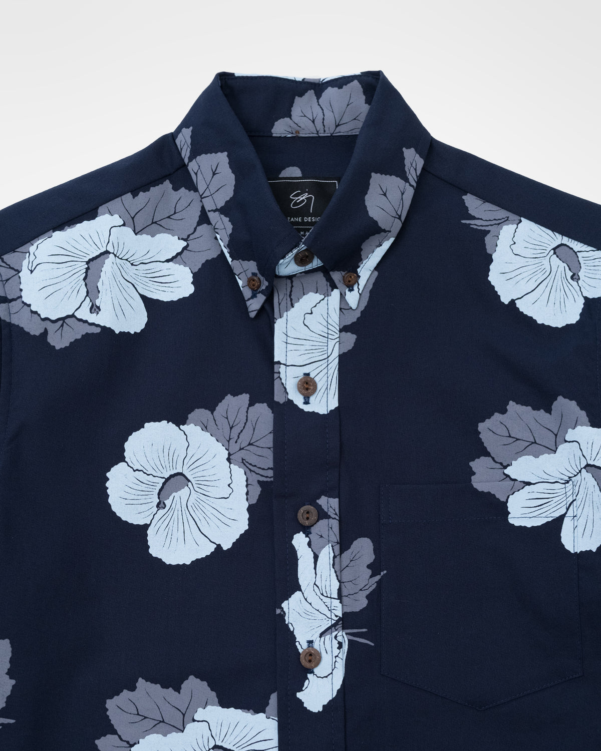 Maʻo Hau Hele Button Up Aloha Shirt- Indigo