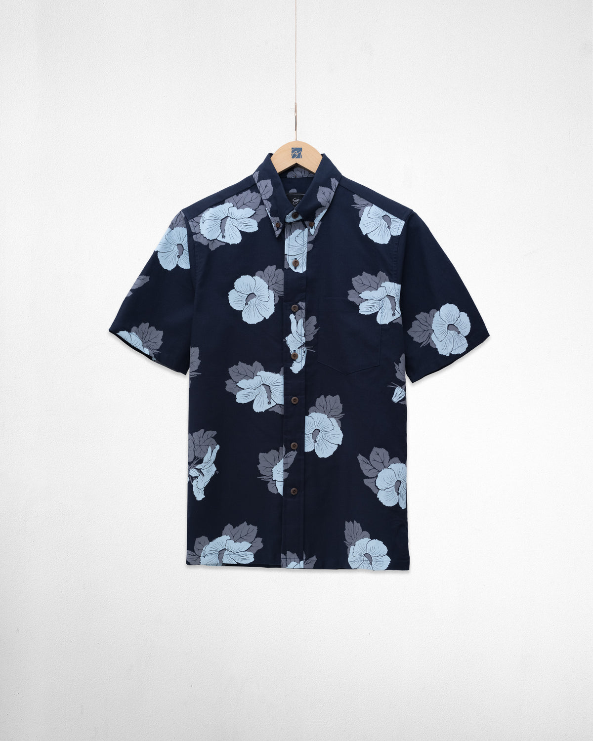 Maʻo Hau Hele Button Up Aloha Shirt- Indigo