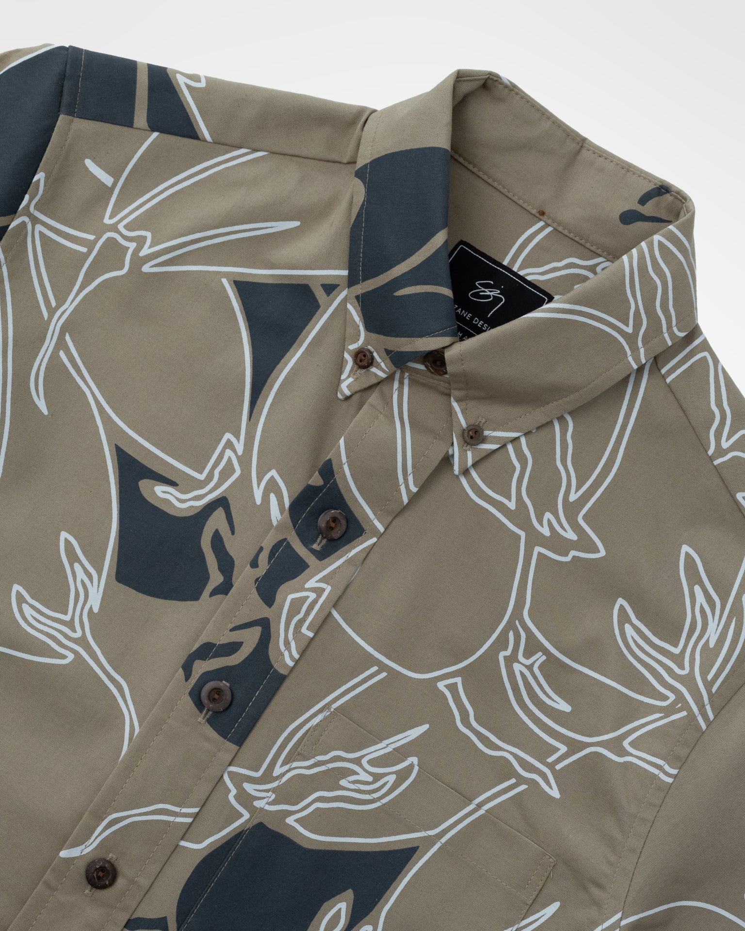 Maiʻahuawaena Button Up Aloha Shirt- Herb