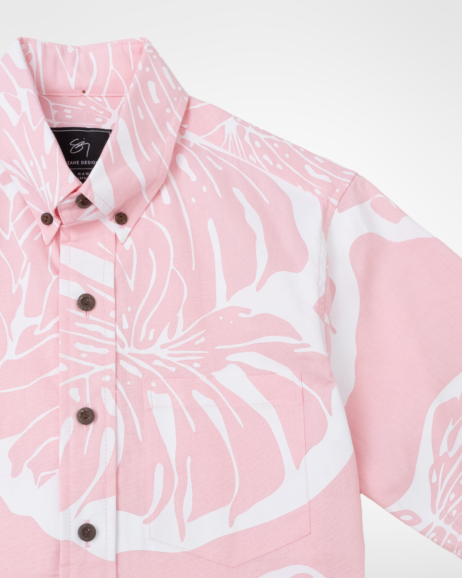 Monstera: Relief Button Up Aloha Shirt- Baby Pink