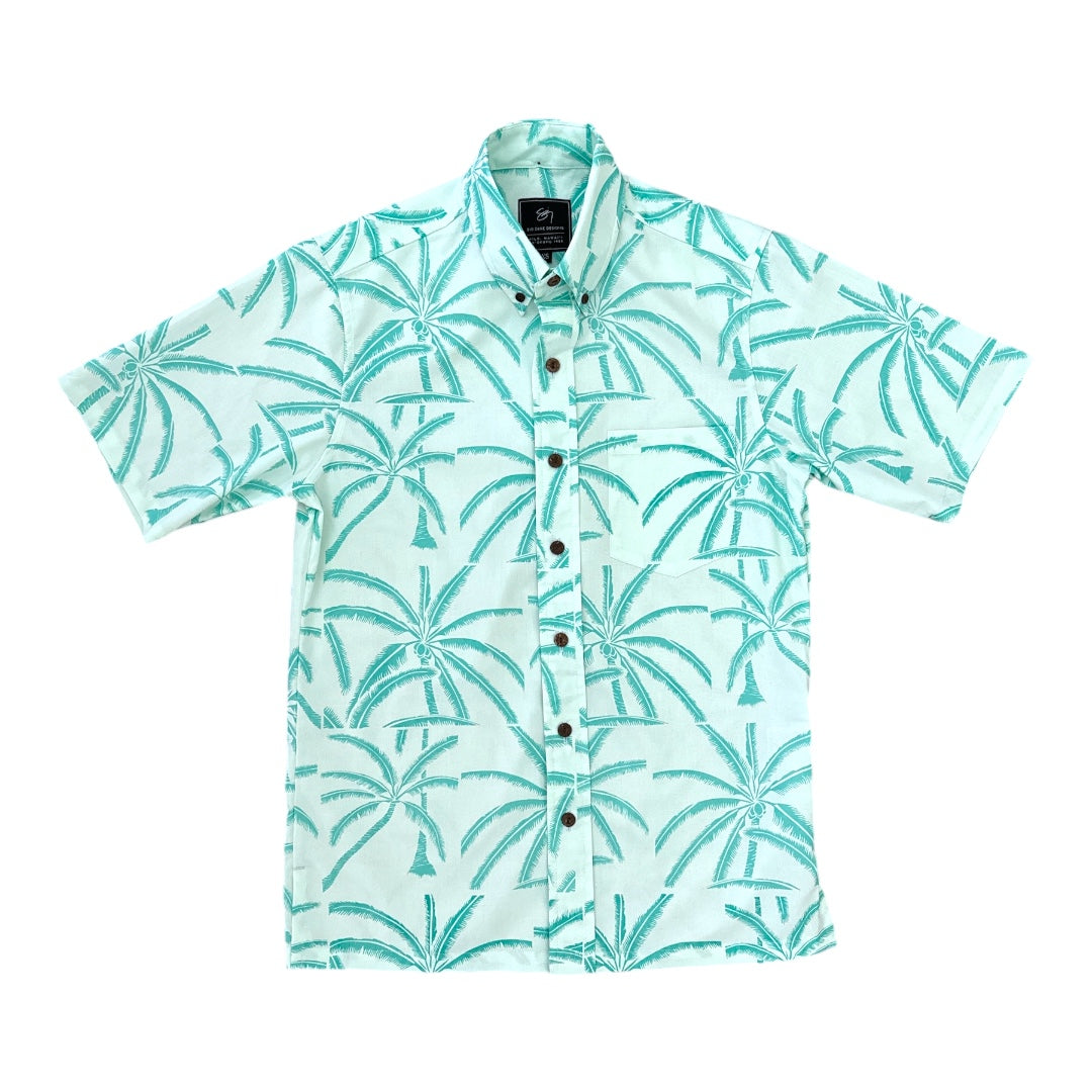 ʻAiponokamoku Button Up Aloha Shirt- Sea Mist