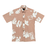 Tropical Postcards Button Up Aloha Shirt- Gray Pink