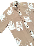 Tropical Postcards Button Up Aloha Shirt- Gray Pink