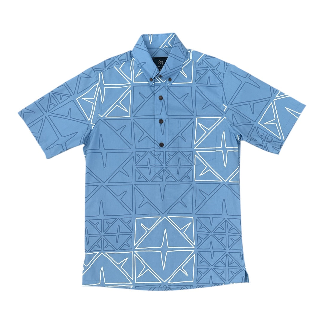 Kokoʻula Pullover Aloha Shirt- Periwinkle
