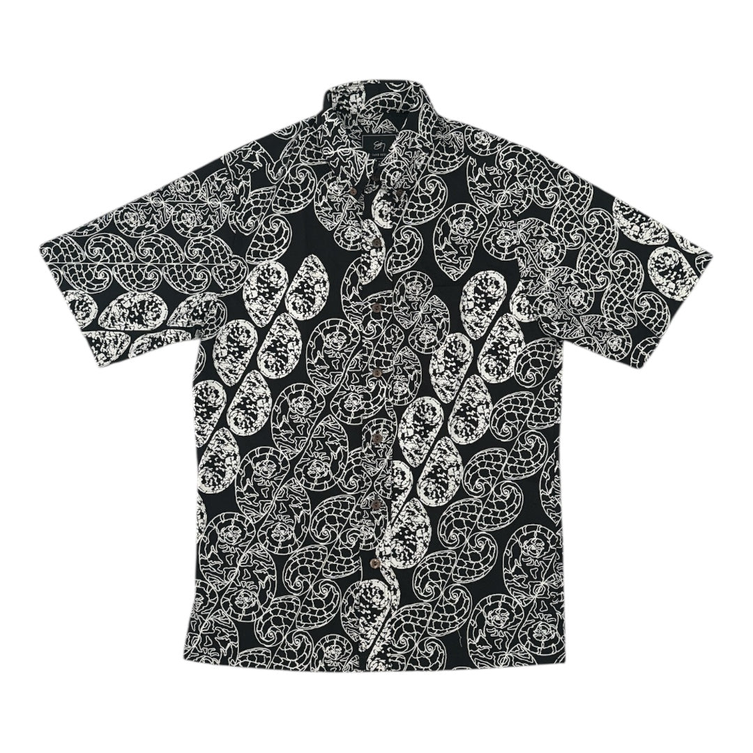 Kani Ka Lei Button Up Aloha Shirt- Black