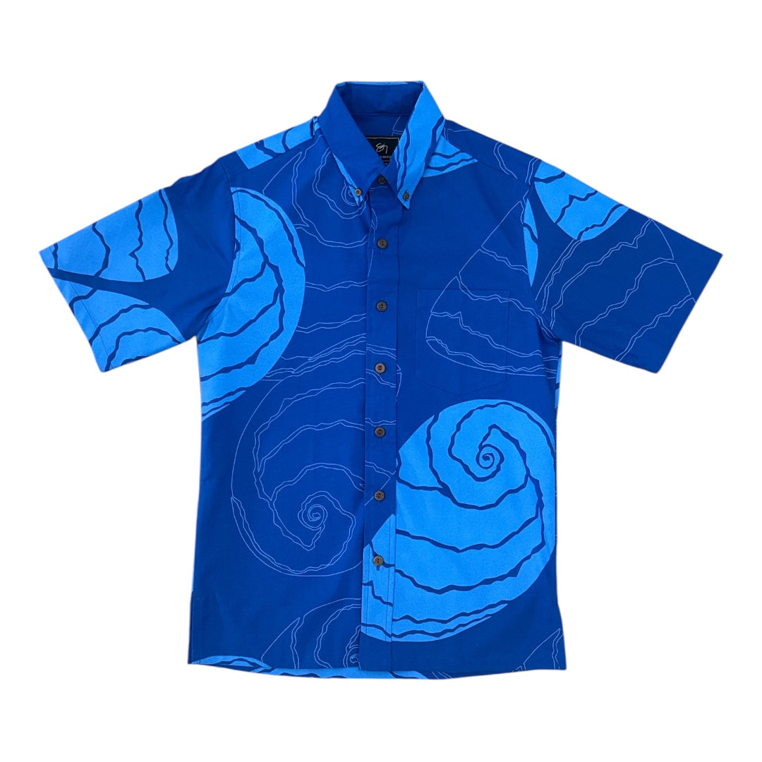 Hōʻā Ka Mauli Ola Button Up Aloha Shirt- Ocean