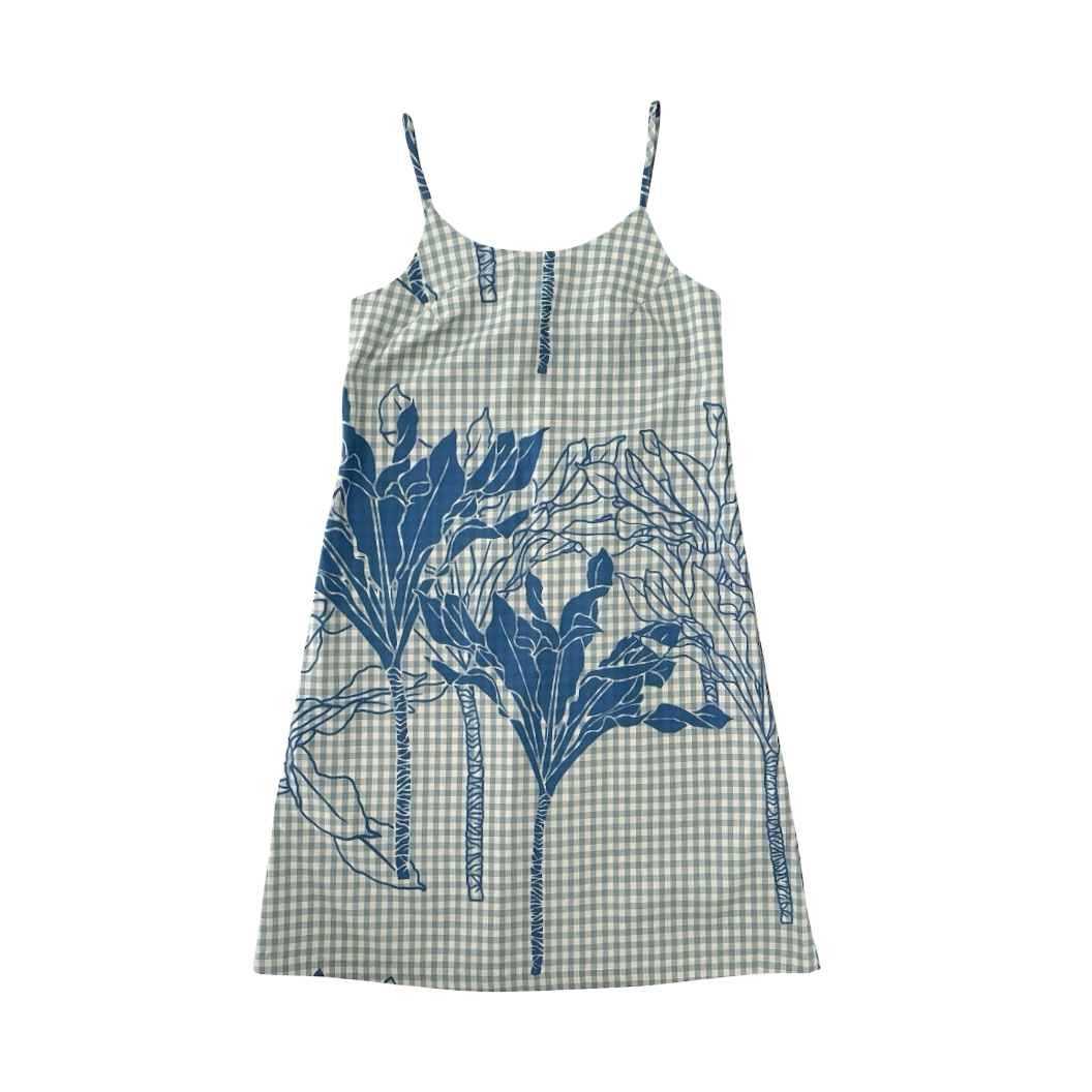 Kalaukī Pua Ka Hīnano Dress- Blue Gingham