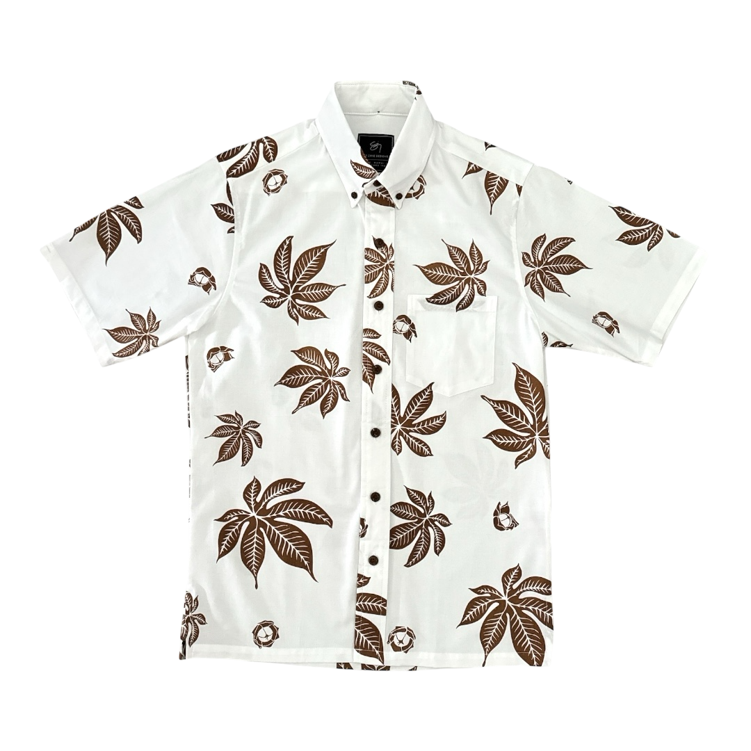 Lau Piʻilani Button Up Aloha Shirt- White