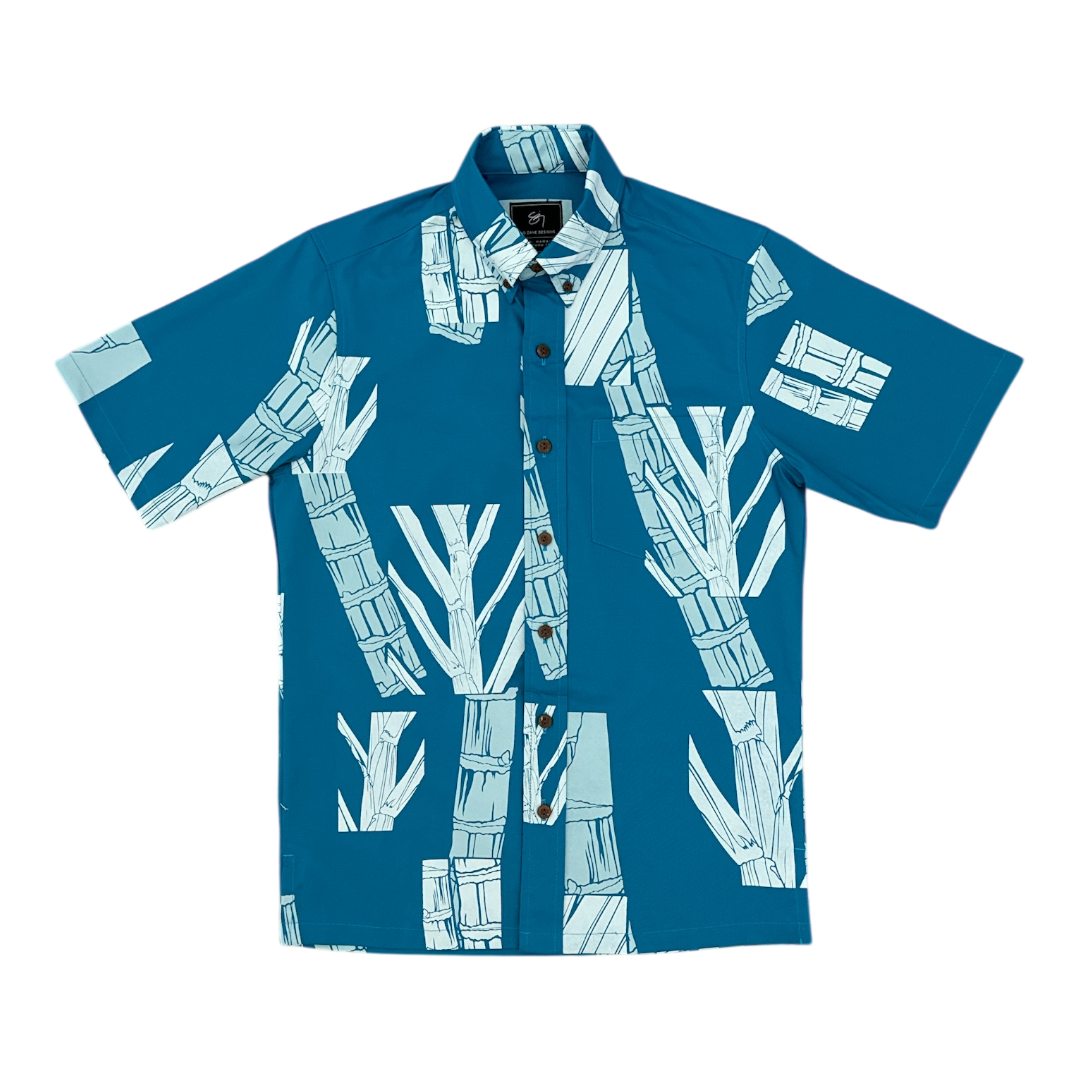 ʻĀinakō Button Up Aloha Shirt- Oasis