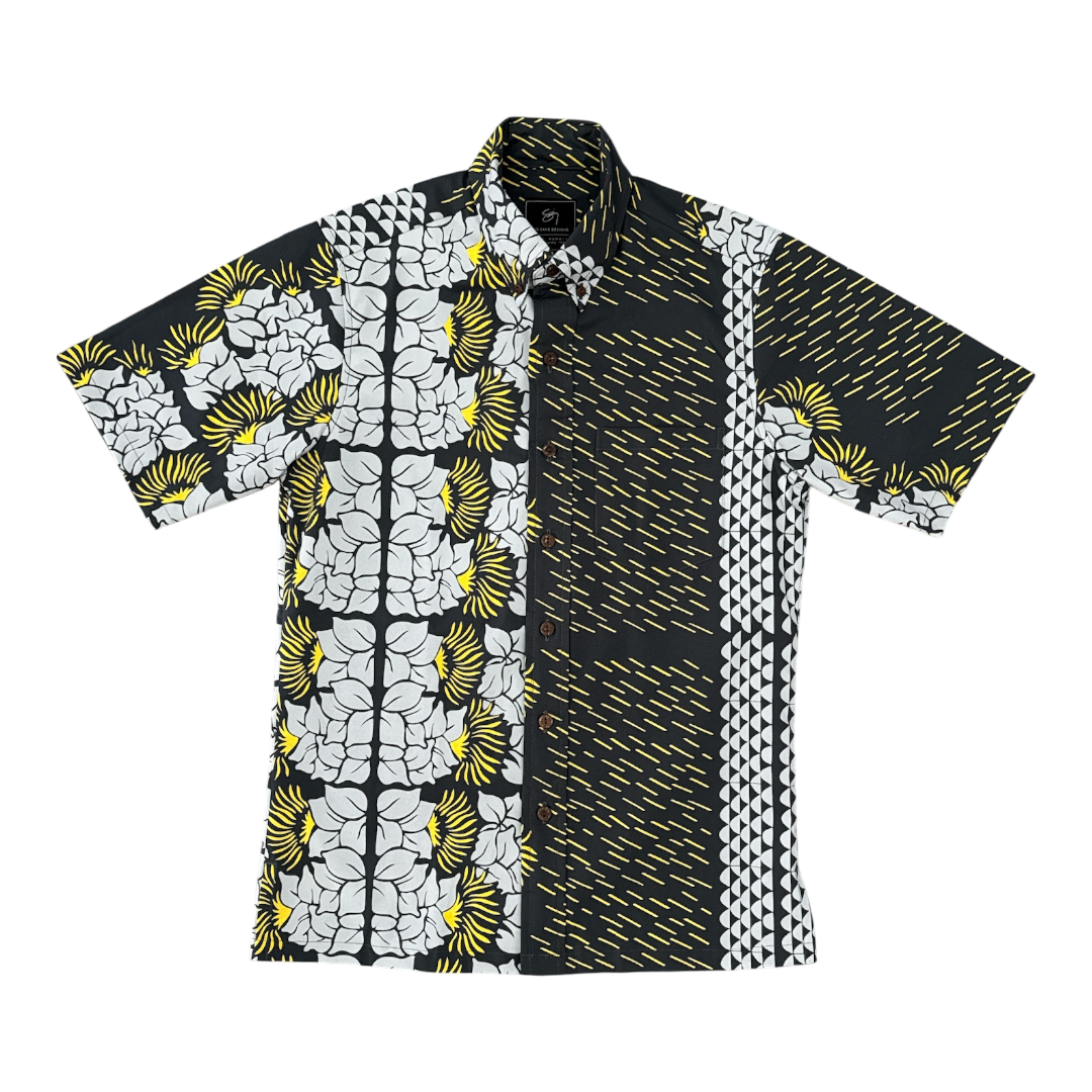Ola Kanilehua Button Up Aloha Shirt- Gotham Grey