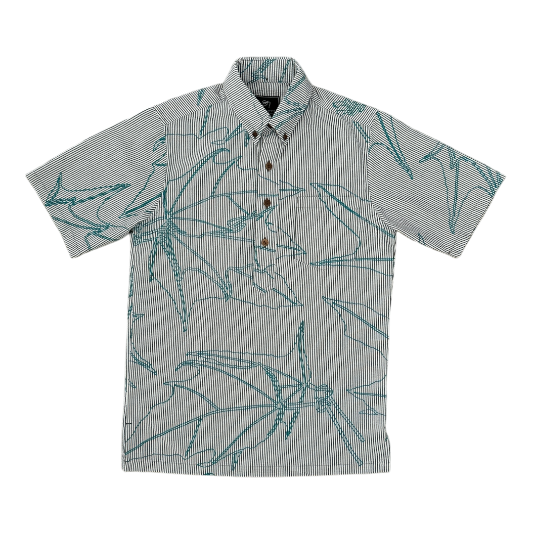 Ulu Kukui Pullover Aloha Shirt- Black Seersucker