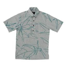 HawaiianProDesigns InThePink８’6”Horizon Ulu Kukui Pullover Aloha Shirt- Black Seersucker – Sig Zane Designs