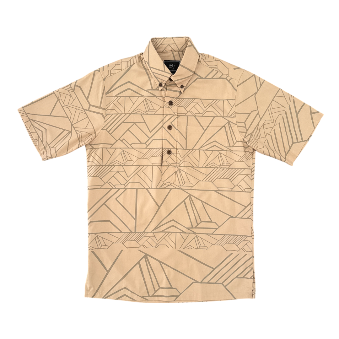 Puʻumanawaleʻa Pullover Aloha Shirt- Khaki