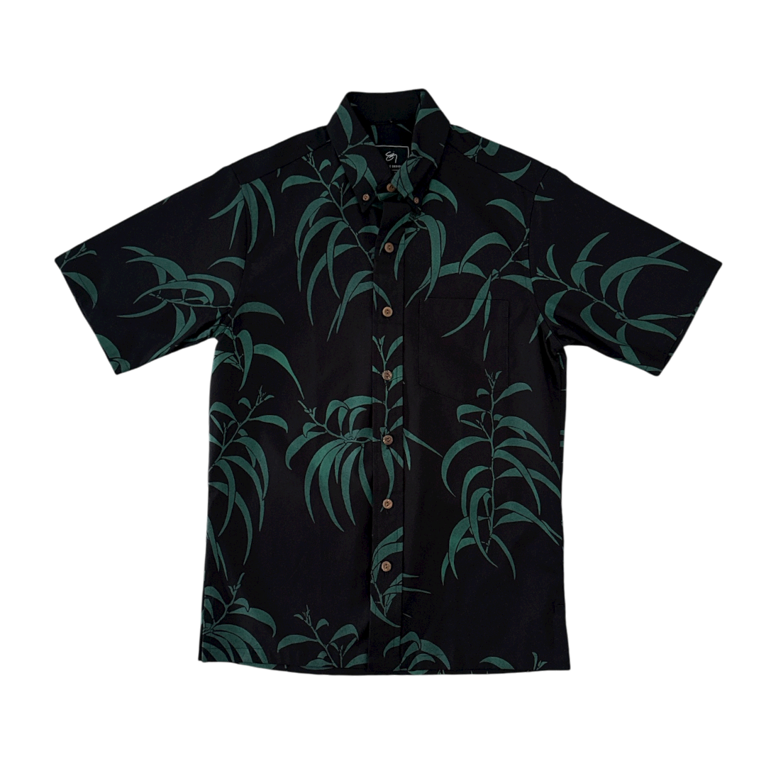 Kalaukoa Button Up Aloha Shirt- Black
