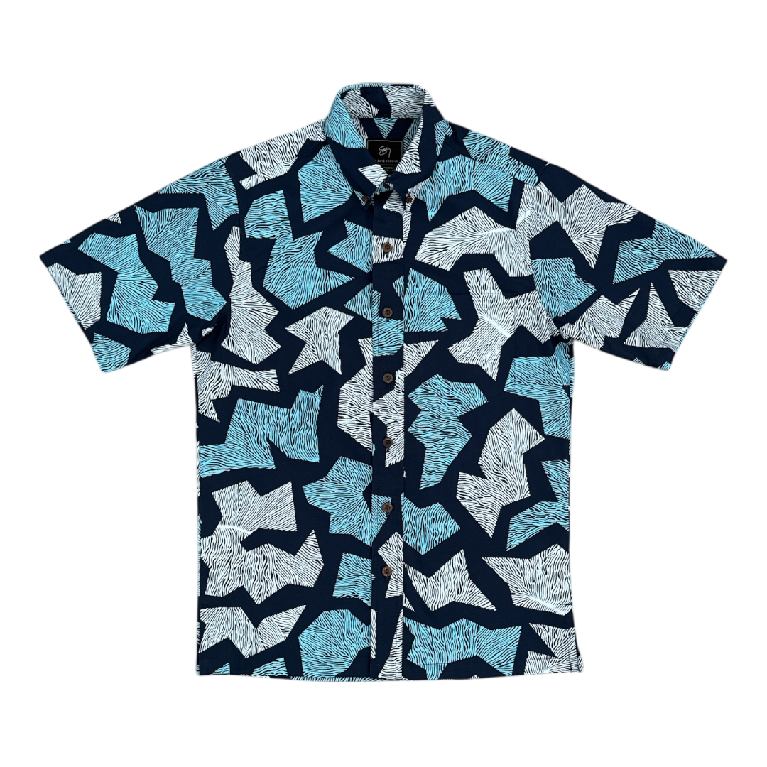ʻUku ʻĀkoʻakoʻa Button Up Aloha Shirt- Storm