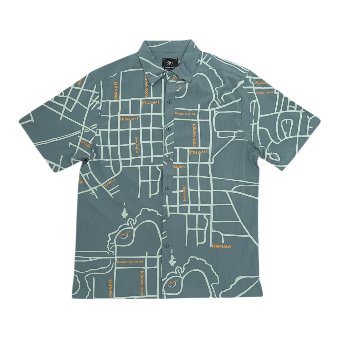 Hilo One Holopali Aloha Shirt- Cadet
