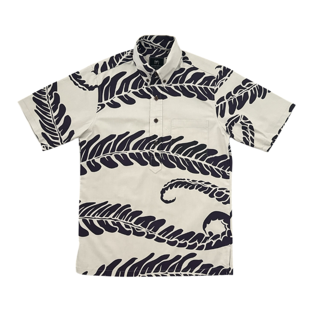 Ola Pepeʻe Pullover Aloha Shirt- Ash