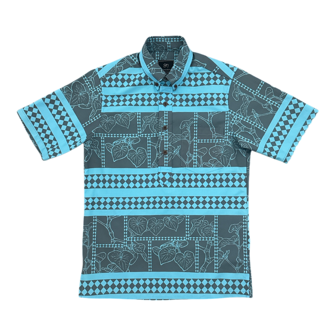 ʻAwa A Kane Pullover Aloha Shirt- Niagra