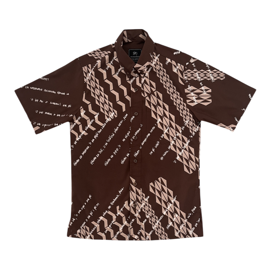 Kai Palaoa Button Up Aloha Shirt- Coffee