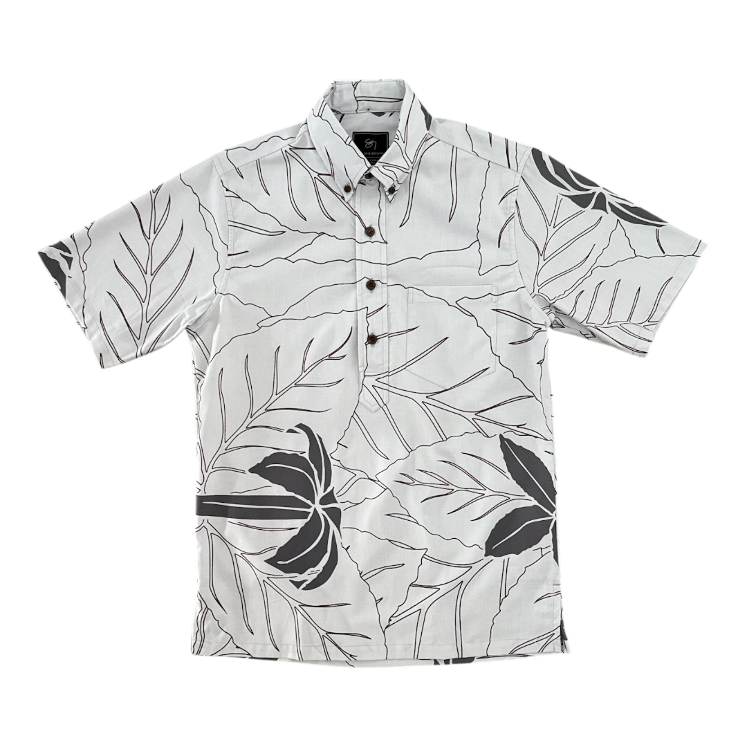 Ola Puaʻala Pullover Aloha Shirt- Silver