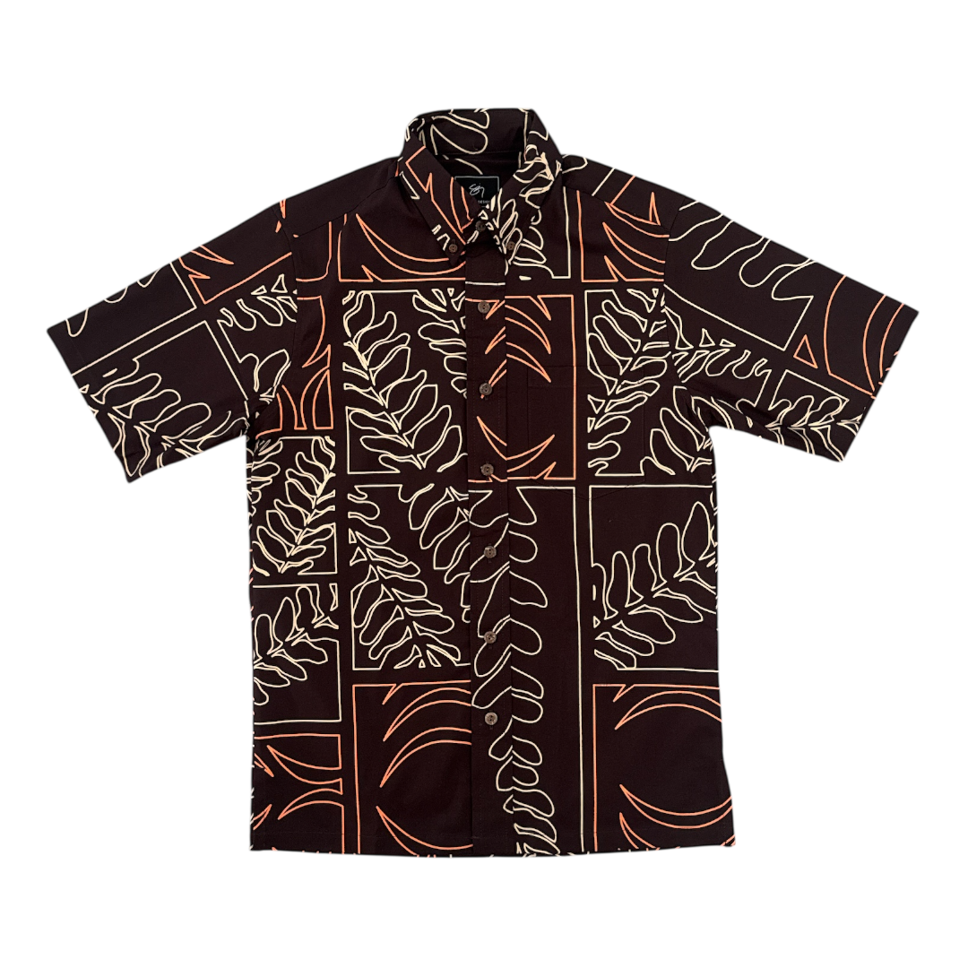 Kamakalaukoa Button Up Aloha Shirt- Espresso